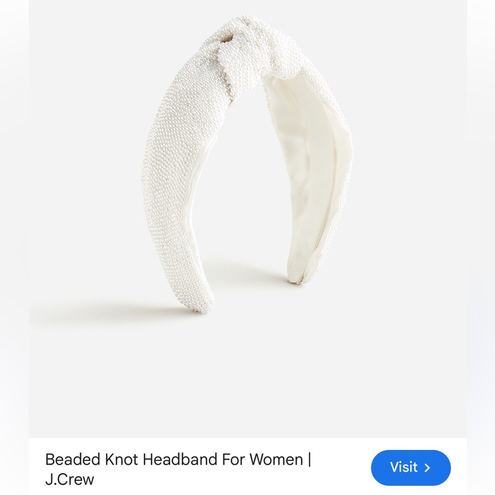 J. Crew White Beaded Knot Hairband